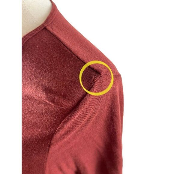 Prana Nadia Faux Wrap Dress Size Small Terracotta Red Casual Stretch Rayon Blend - Picture 4 of 9